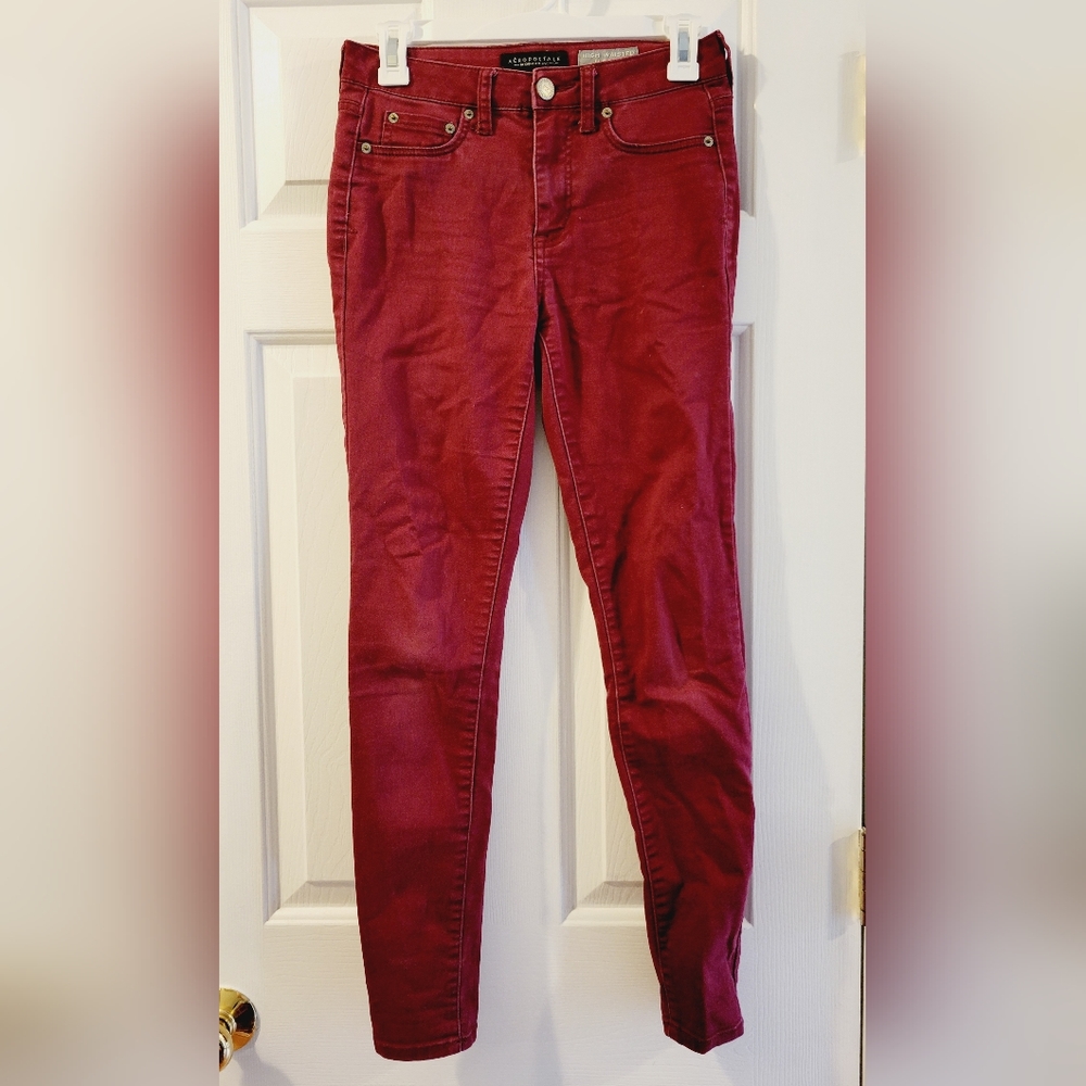 Aeropostale Maroon High waist skinny jeans Jeggings Size 2